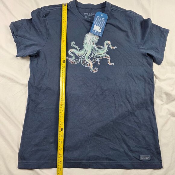 Life Is Good Octopus Mens Large Blue T Shirt Graphic Short Sleeve Crewneck - Picture 10 of 11